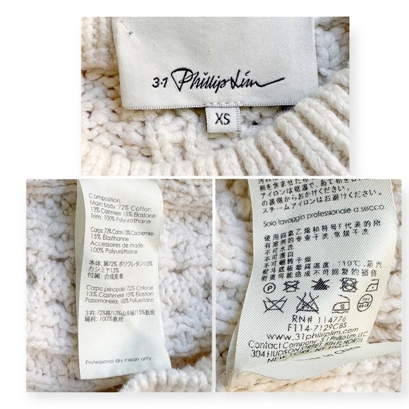 3.1 Phillip Lim cotton blend cable knit side zip sweater, Size XS, Ivory - Picture 12 of 14